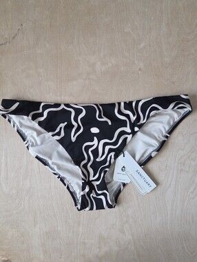 Sanctuary Black And Cream Cinch Back Hipster Bikini Bottom